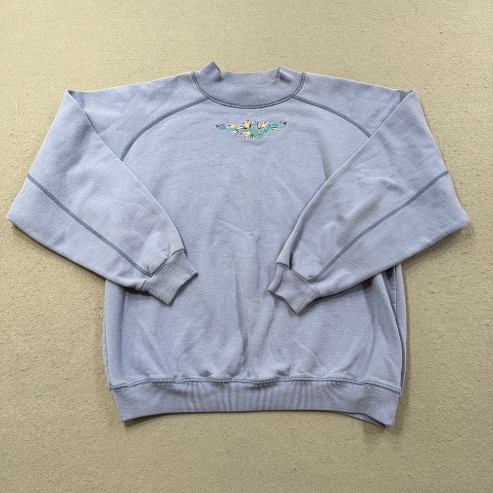 Vintage Northern Reflections Sweatshirt Women's Large Blue Crewneck Grandma Y2K